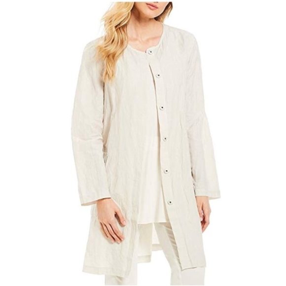 NWT EILEEN FISHER Bone Rumpled Organic Jacket - Picture 2 of 5